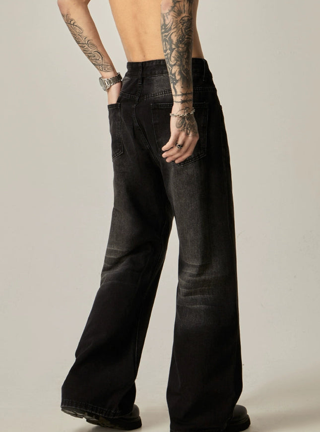 ウォッシュラインストレートデニム