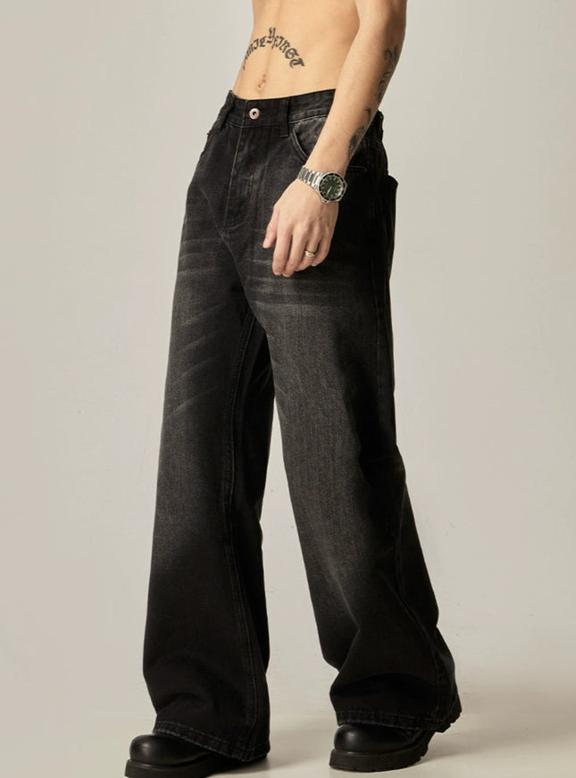 ウォッシュラインストレートデニム