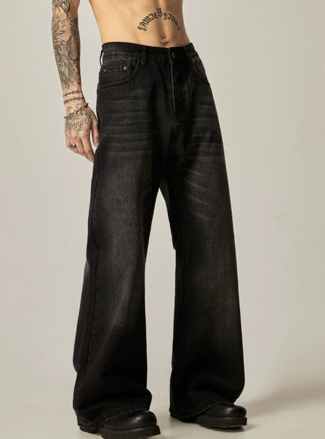 ウォッシュラインストレートデニム
