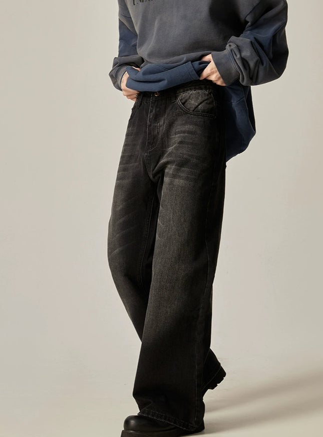 ウォッシュラインストレートデニム