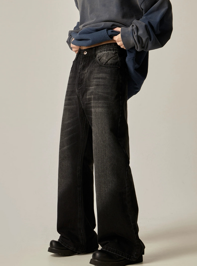 ウォッシュラインストレートデニム