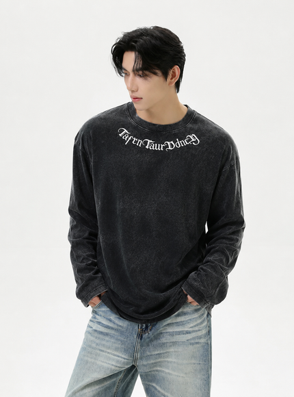 ウォッシュレターネックTシャツ