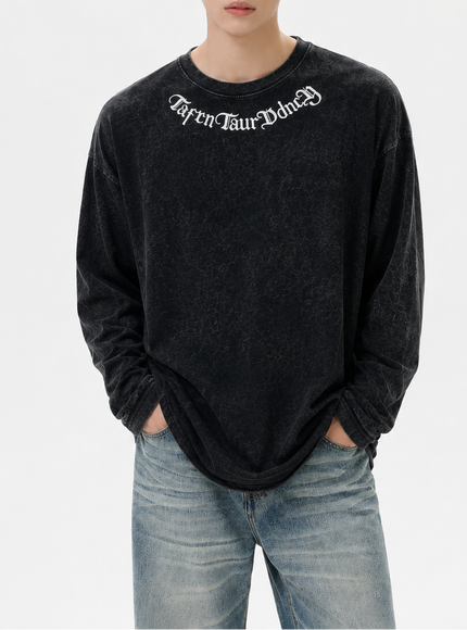 ウォッシュレターネックTシャツ