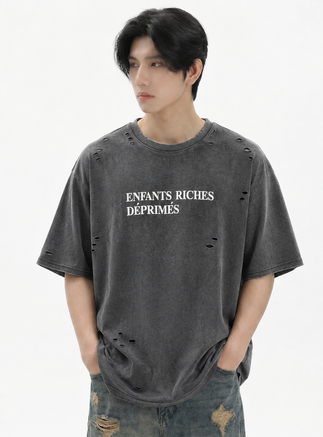 ダメージプリントTシャツ