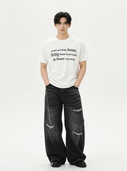 レタープリントTシャツ