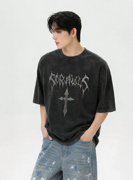 クロスダークプリントTシャツ