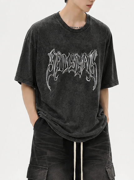 レターブラックウォッシュTシャツ