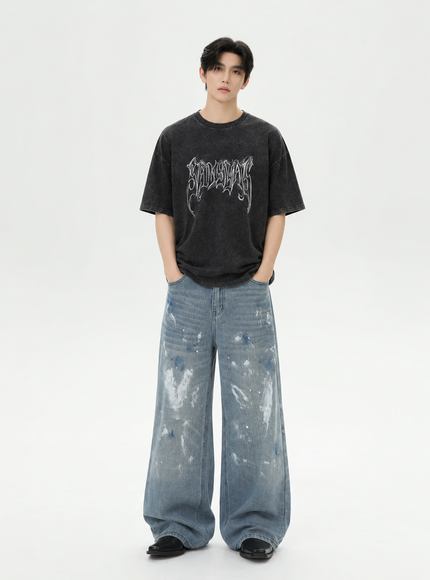 レターブラックウォッシュTシャツ
