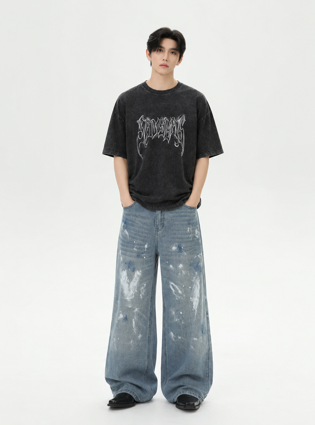 レターブラックウォッシュTシャツ