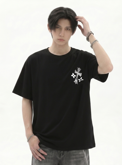 オーバークロスプリントTシャツ
