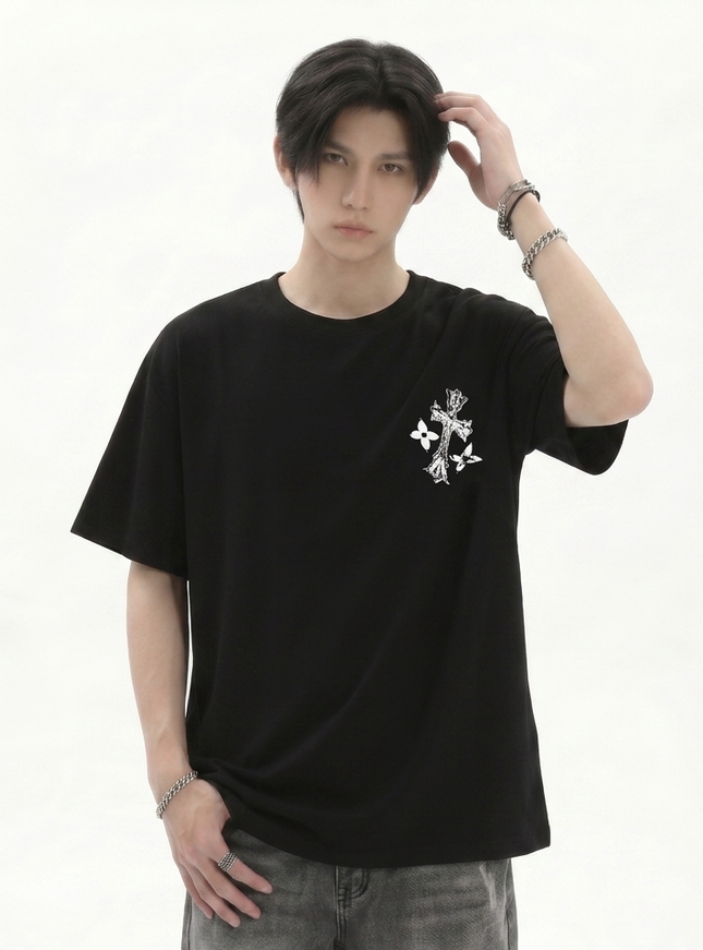 オーバークロスプリントTシャツ