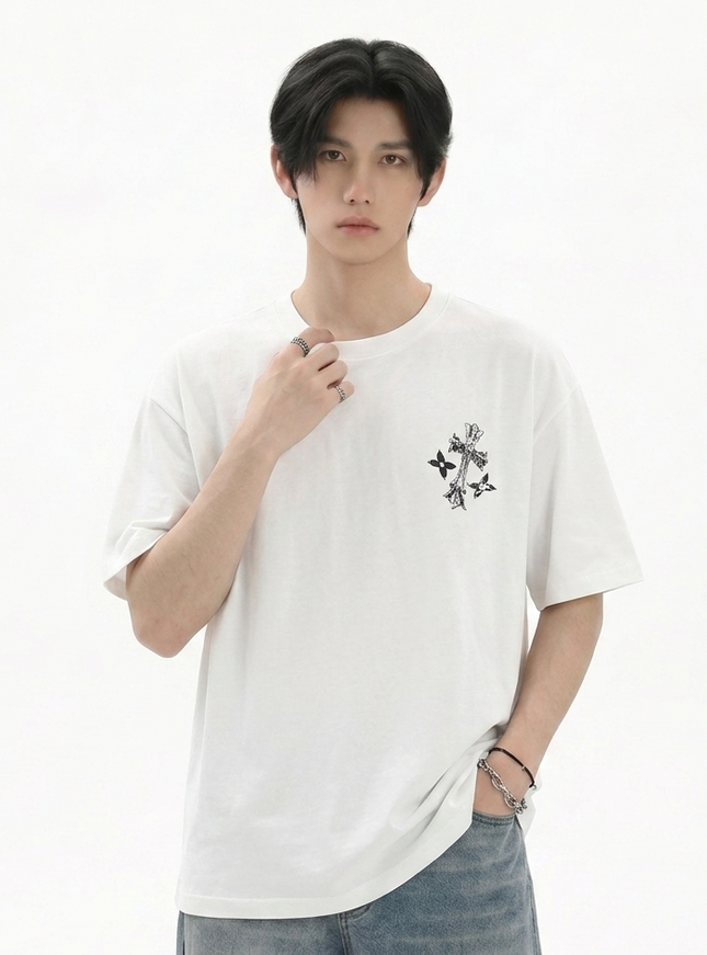 オーバークロスプリントTシャツ