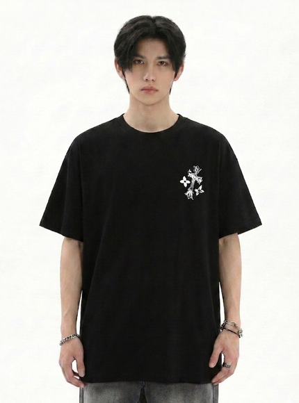 オーバークロスプリントTシャツ