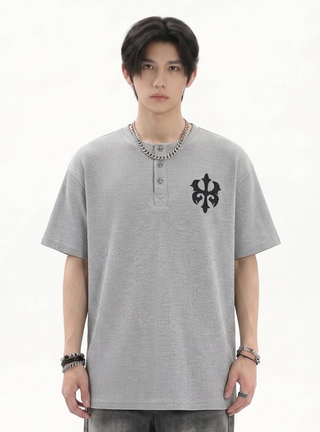 ヘンリーワンポイントニットTシャツ