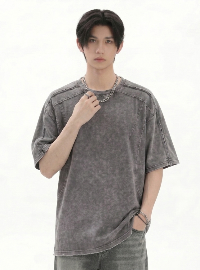 ジップウォッシュドTシャツ