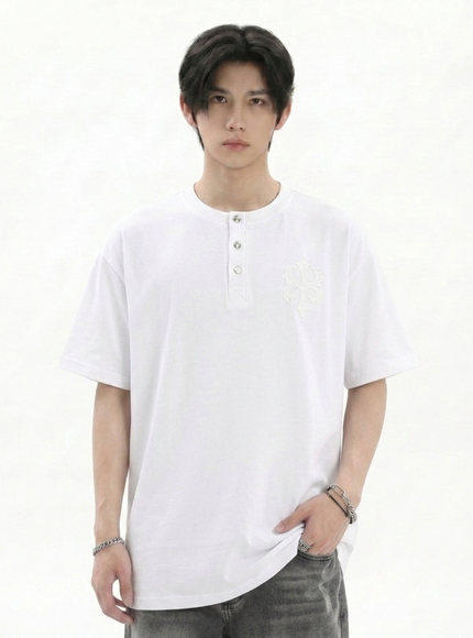 ヘンリーワンポイントニットTシャツ