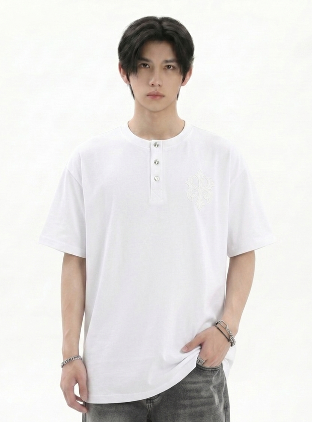 ヘンリーワンポイントニットTシャツ