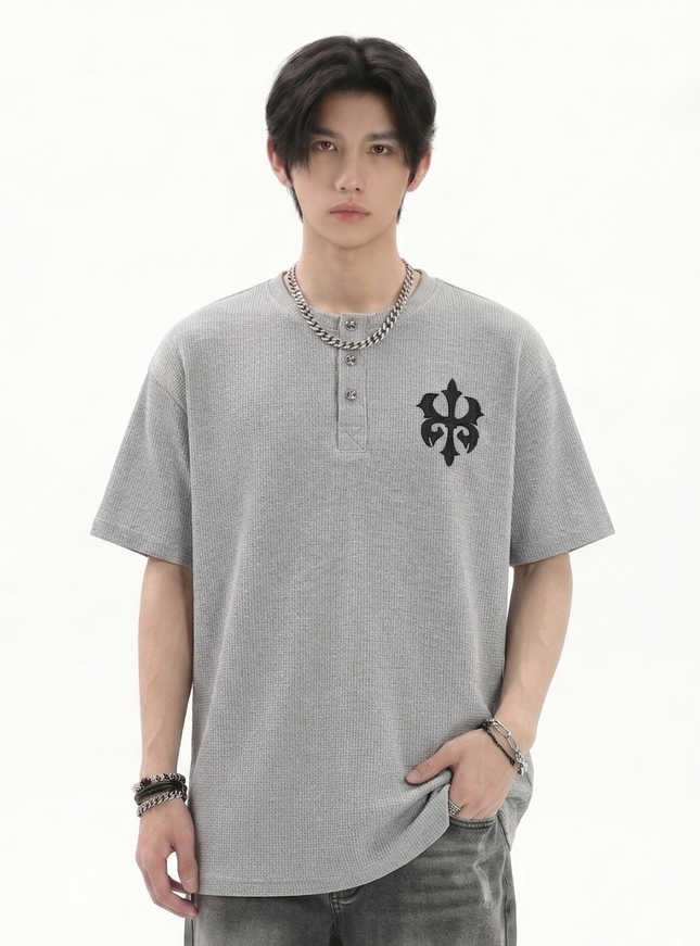 ヘンリーワンポイントニットTシャツ
