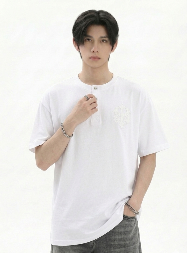 ヘンリーワンポイントニットTシャツ