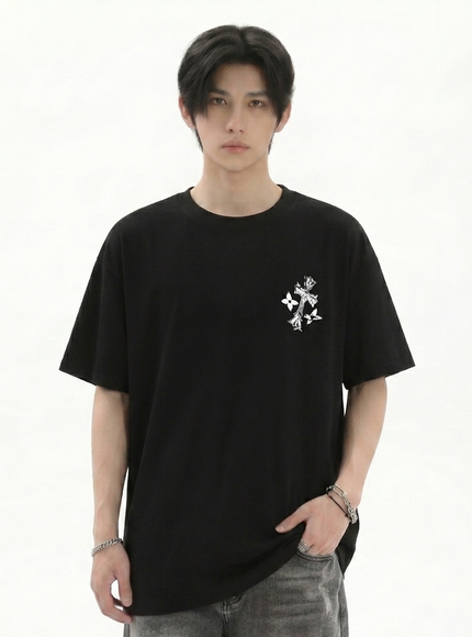 オーバークロスプリントTシャツ