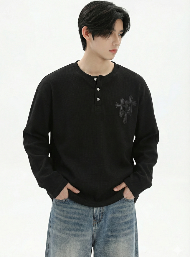 ヘンリークロスロングスリーブTシャツ