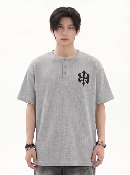 ヘンリーワンポイントニットTシャツ
