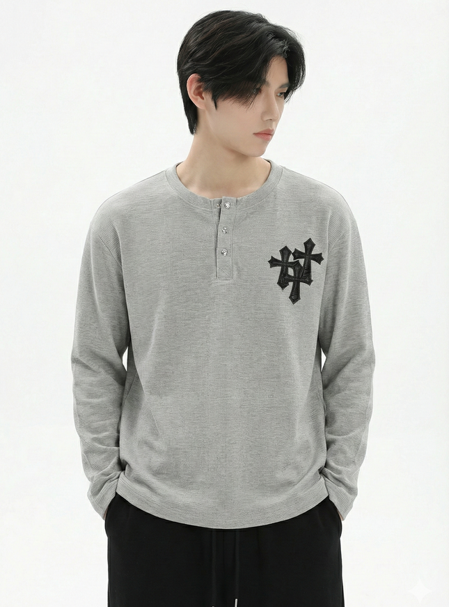 ヘンリークロスロングスリーブTシャツ