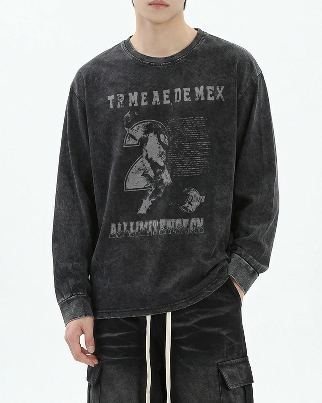 レターウォッシュプリントTシャツ