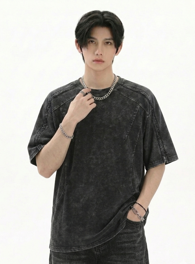 ジップウォッシュドTシャツ