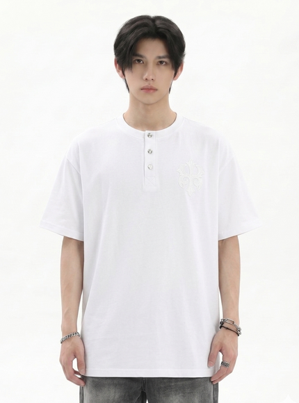 ヘンリーワンポイントニットTシャツ
