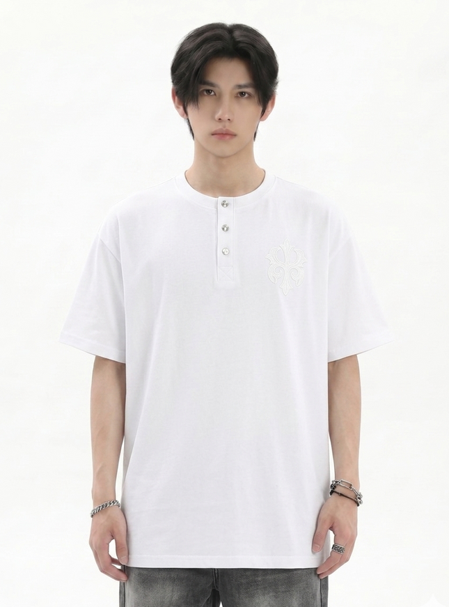 ヘンリーワンポイントニットTシャツ