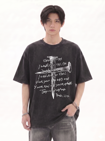 レターダークプリントTシャツ