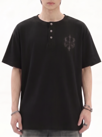 ヘンリーワンポイントニットTシャツ