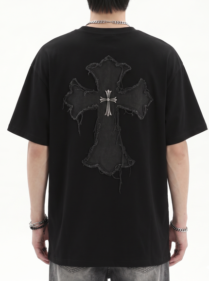 クロスパッチオーバーサイズTシャツ
