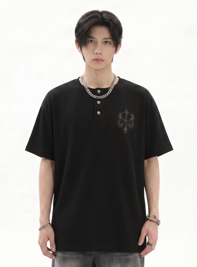 ヘンリーワンポイントニットTシャツ