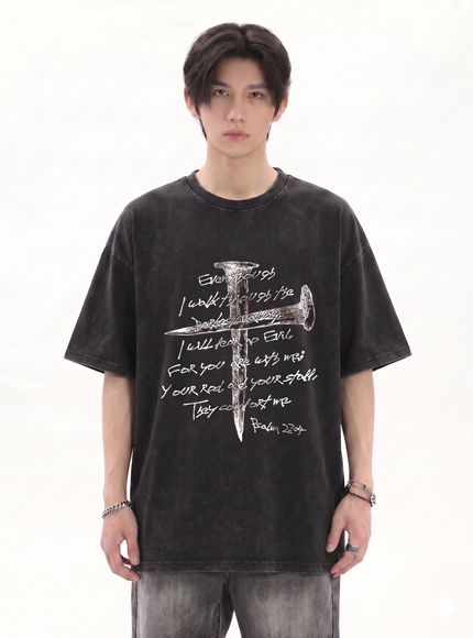 レターダークプリントTシャツ