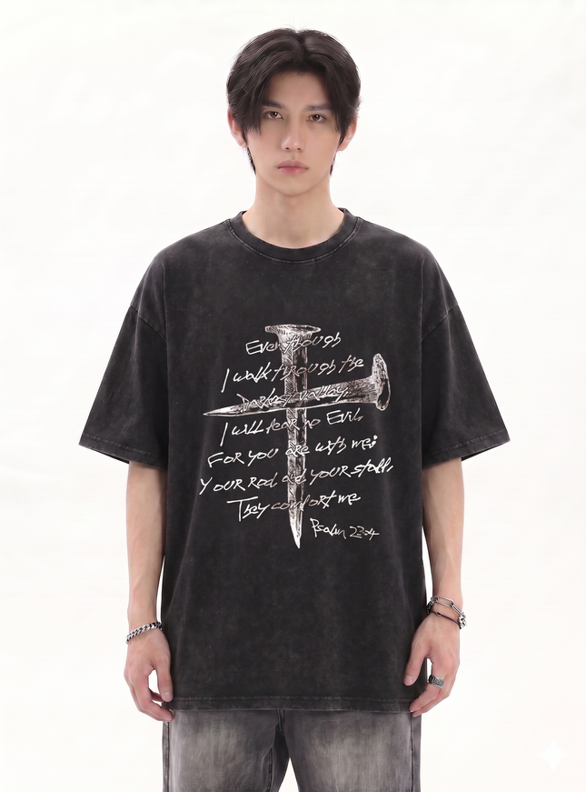 レターダークプリントTシャツ