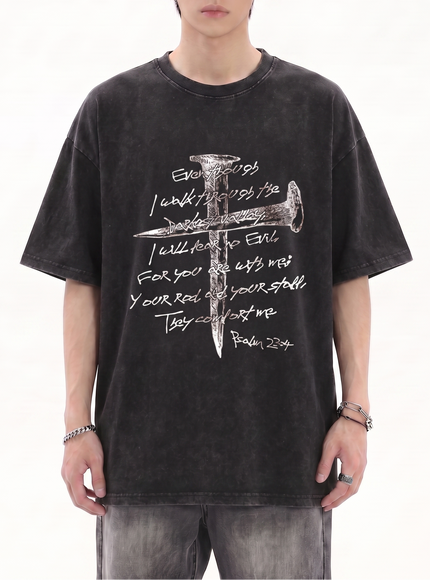 レターダークプリントTシャツ