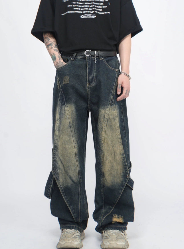 ストリートパッチワークデニム