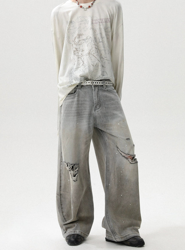 ルーズシルエットダメージデニム