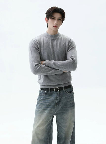スリムタートルネックニット