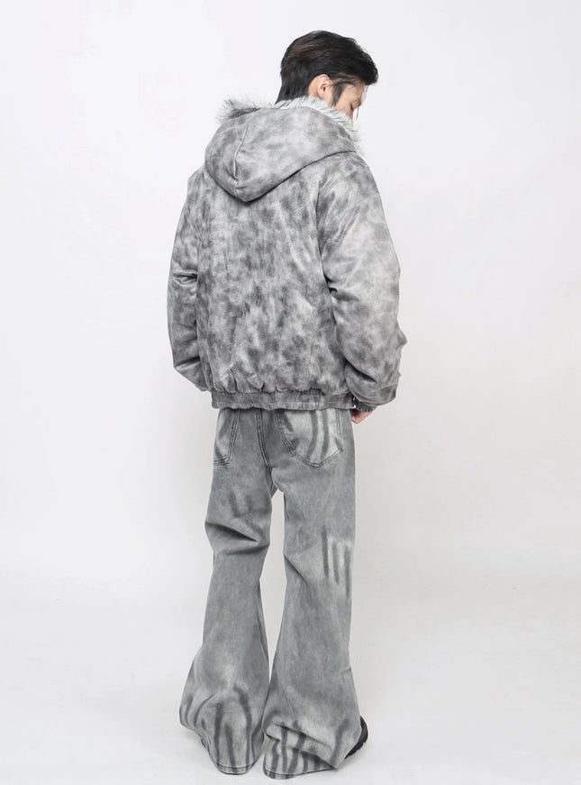 マーブルファーフードジャケット