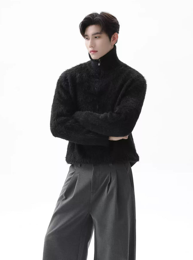 ハーフジップフリースニット