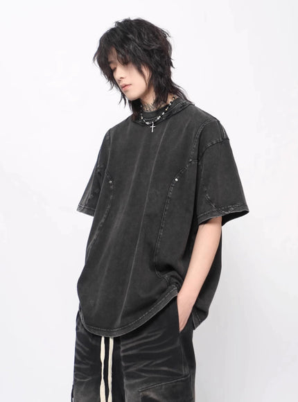 ラウンドネックウォッシュTシャツ