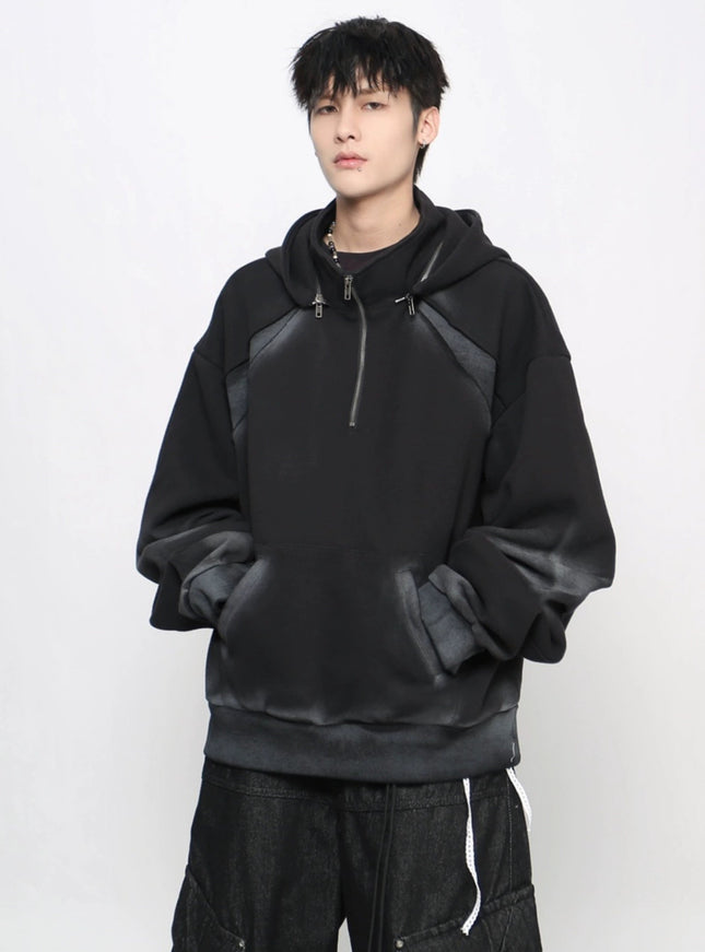 フェードグラデーションハーフジップフーディ