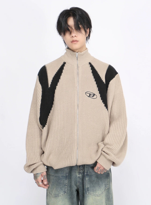 ジップアップオーバーニット