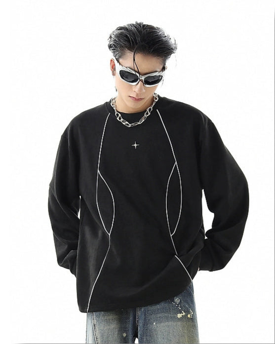 ラウンドネックスウェットロングTシャツ