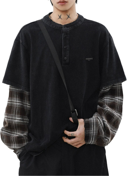 チェックレイヤードシャツ