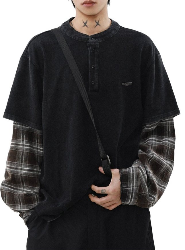チェックレイヤードシャツ