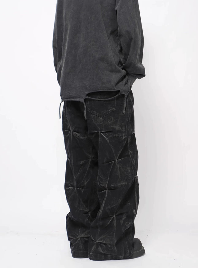 ジオメトリックテクスチャ ルーズパンツ